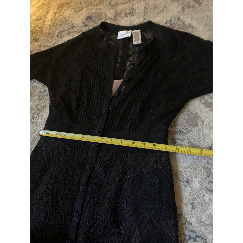 Anthropologie Byron Lars Beguile Mona Black Lace Button Front‎ Dress Lace Size 2 - Picture 11 of 14